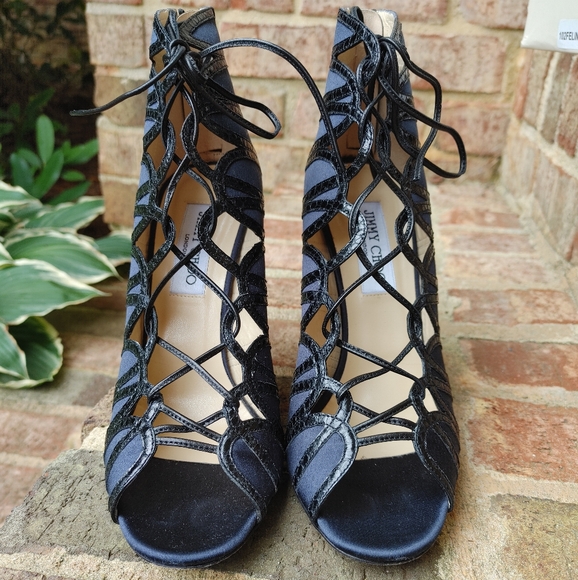 PRISTINE! JIMMY CHOO "FELINE" BLUE SUEDE AND ELAPHE SNAKE BOOTIES, 39 - Picture 13 of 16